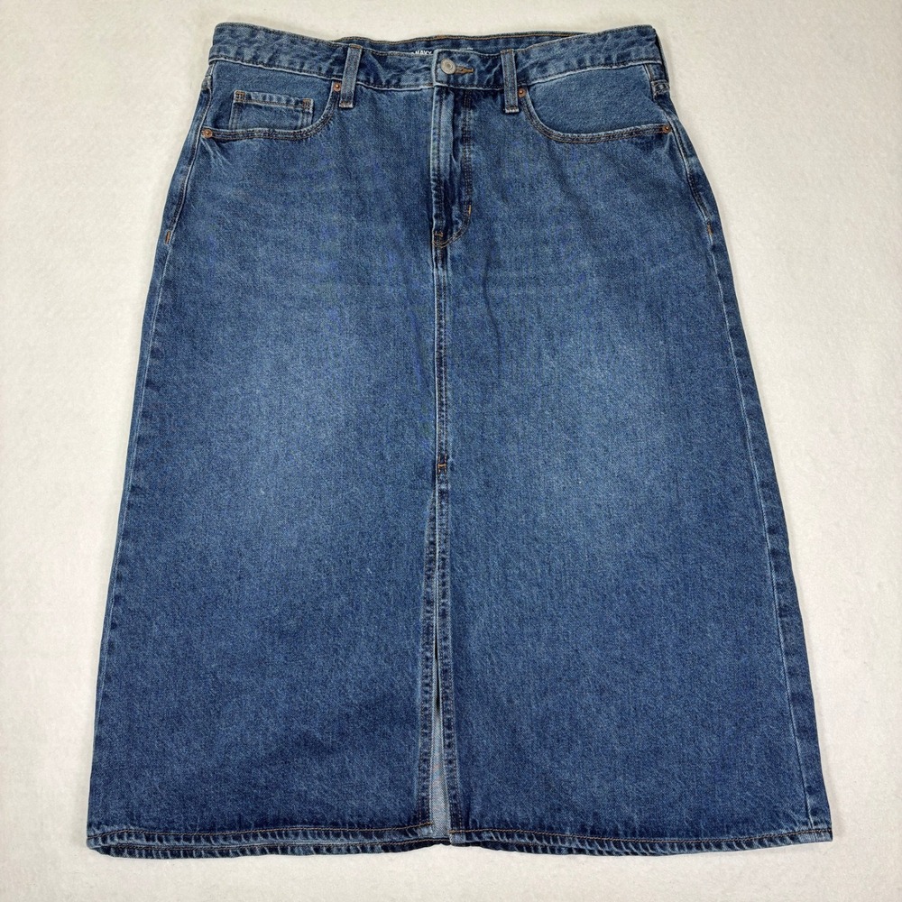 Old Navy High Rise Denim Midi Skirt‎ Womens 16 Blue Cotton Classic Modest